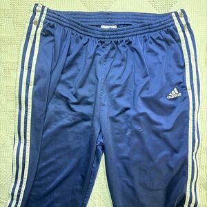 VTG Adidas Tear Away Poly Tricot Track Pants Navy Blue 3 Stripe Y2K Men’s Sz XL